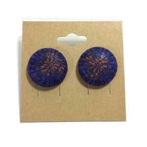 Fabric Stud Button Earrings Women Girls Purple